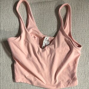 Pink Lululemon Tank Top with Thick Straps and Scoop Neckline